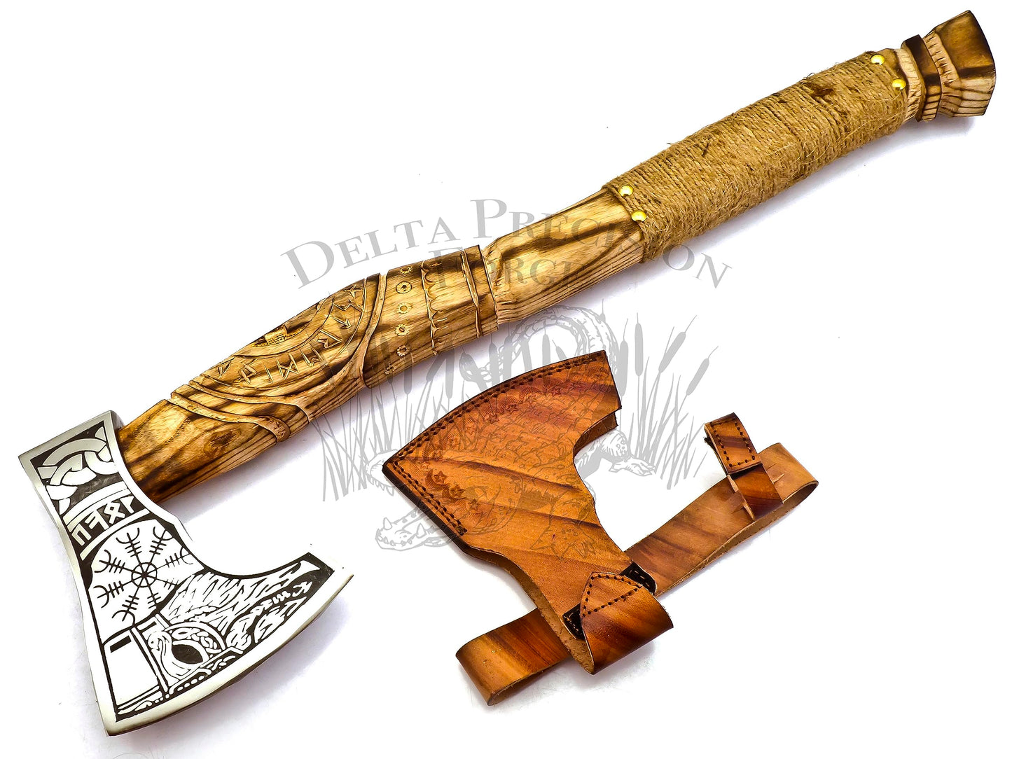 22-Inch Hand-Forged Viking Axe with Sheath, Hatchet with Sheath, Axe for Men, Survival Axe, Viking Bearded Camping Axe, Best Gift Axe