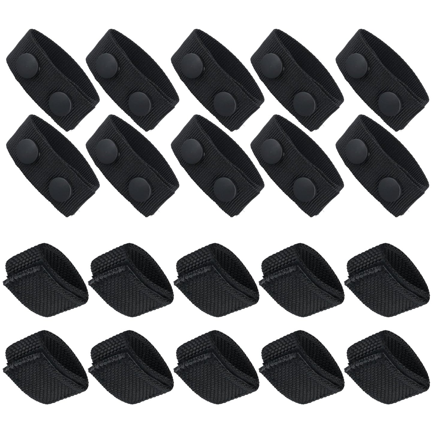 20pcs Belt Keepers for Duty Belt, Nylon Loop Clip Police Tactical Belt Holder Retainer with Double Snaps or Magic Adhesive Belt Stays Accessories for 1.5/2.5in Belts Police Law Enforcement Security