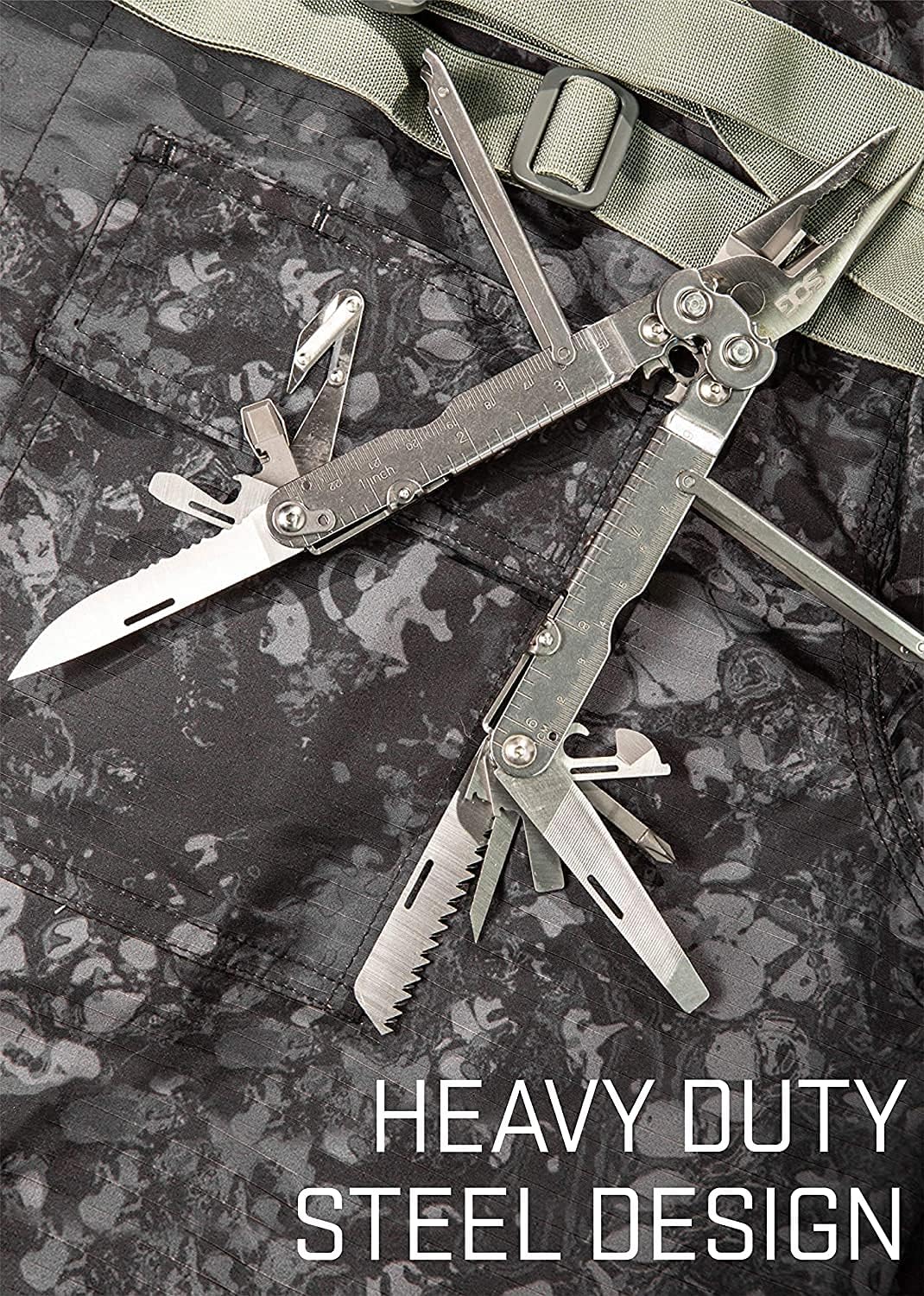 SOG Powerlock V-Cutter- Multi-Tool Pocket Utility Tool Set with 18 Specialty Tools for Heavy-Duty Field Use and Nylon Carrying Pouch (B63N-CP)