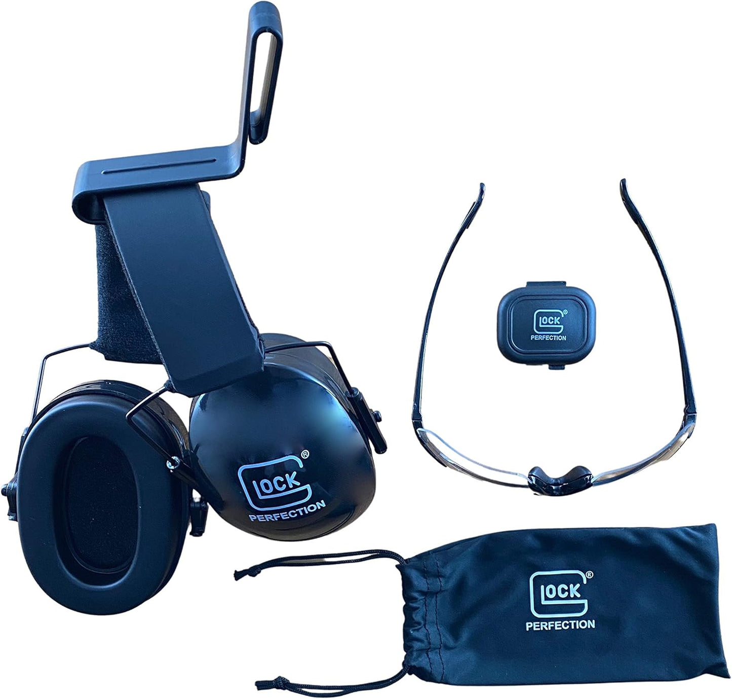 Official GLOCK Range Kit Earmuff Hearing Protectors & Protective Glasses & Earplugs w/ Case