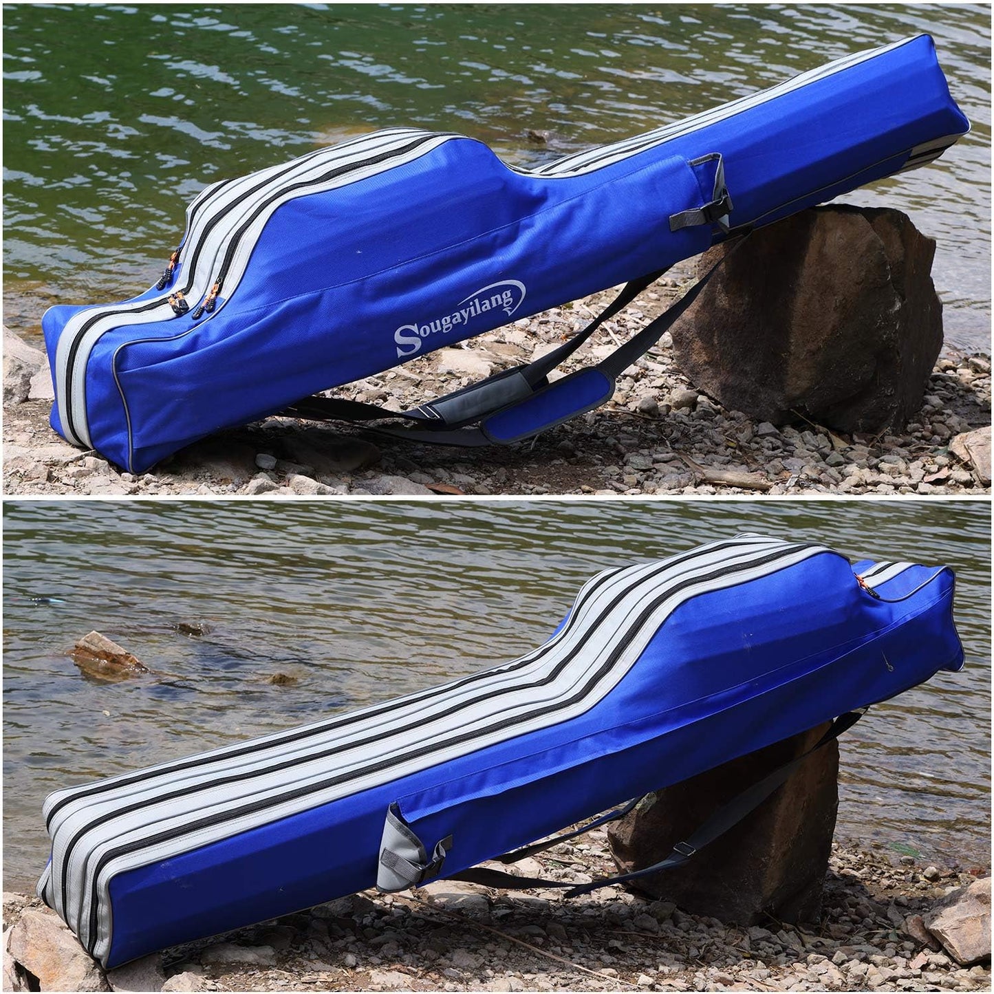 Sougayilang Fishing Rod Bag - 3 Layer Organizer Case for Travel - 170cm/69in