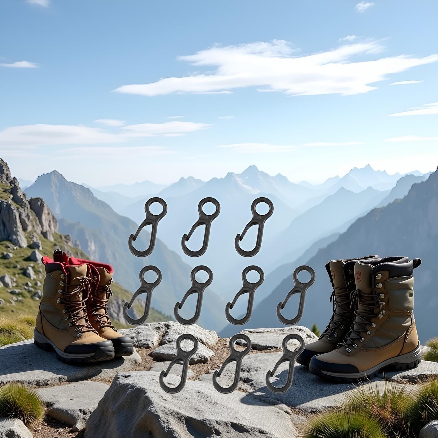 10Pcs Black Plastic Snap Clip Hook Camping Carabiner Buckle Outdoor Tent Multifunction Equipment Buckle Clips Tent Hooks for Lights Hanging to Canopy Heavy Duty Accessory and Keychain Carabiners