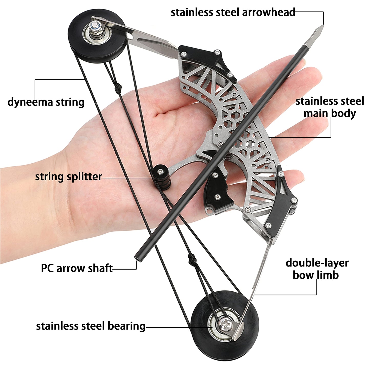 ZSHJGJR 6"/7.4"/7.9"/8.6"/8.8"/9.5"/11"/16" Archery Compound Bow and Arrow Set Training Bow RH/LH for Outdoor Sports Hunting Shooting Cool Stuff Archery Entertainment Fun Gift (8.6" Bow)