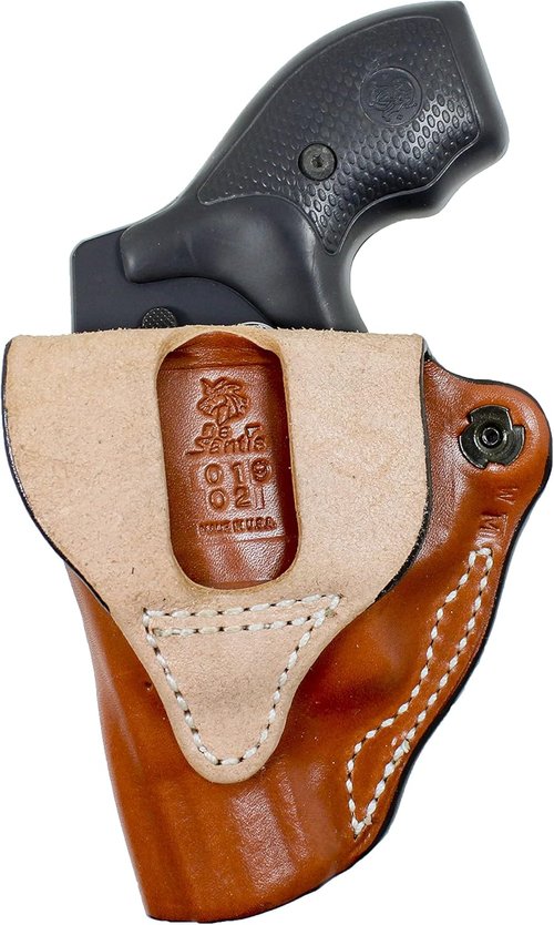 DeSantis Mini Scabbard OWB Gun Holster for Men and Women - Leather Adjustable Belt Holster for Pistols, Compatible with the Glock 43, Glock 43X - Left Hand Draw, Black