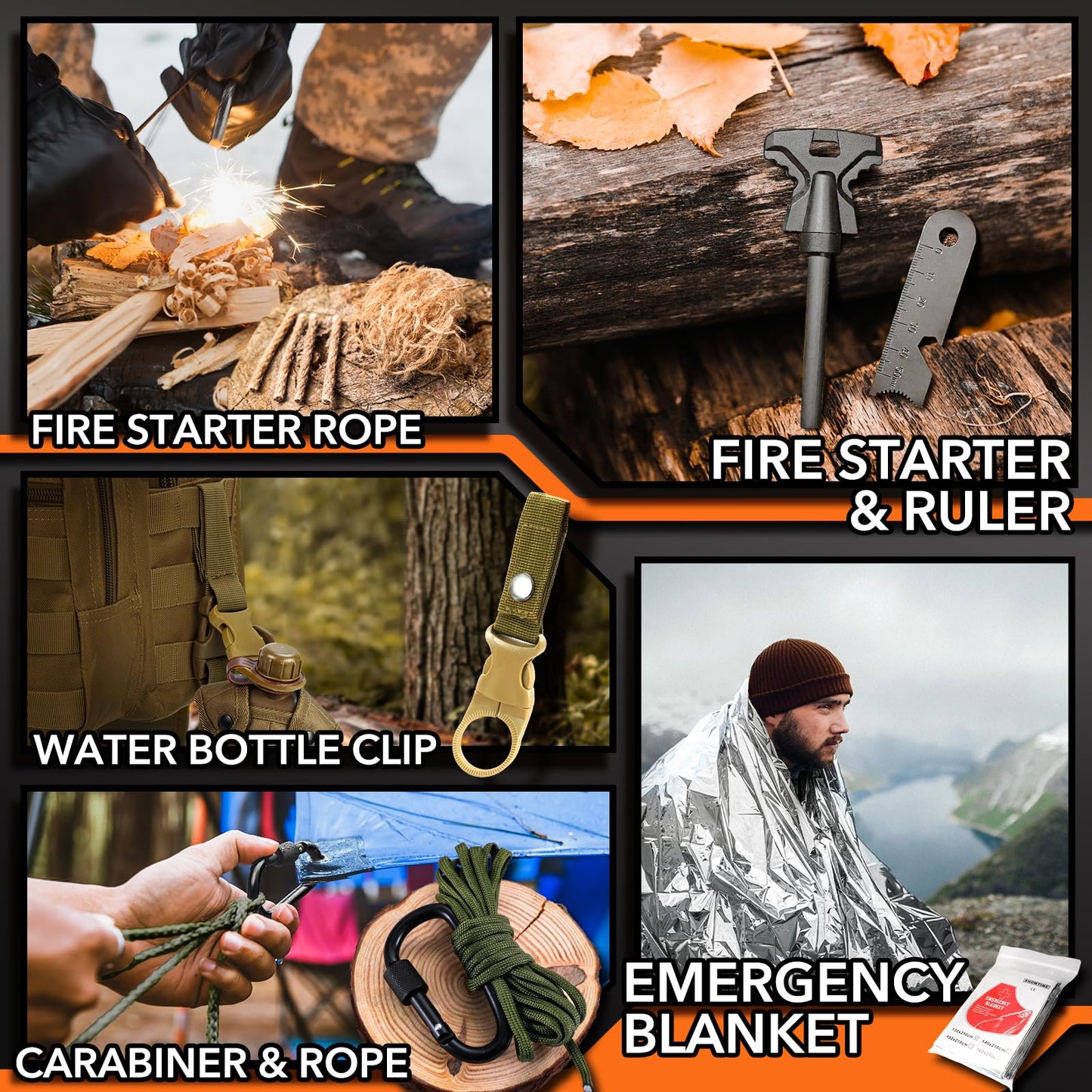 Dusor 21 in 1 Survival Kit Stocking Stuffers for Men, Mens Gift for Christmas 2025, Hunting Fishing Accessories Gifts, Camping Essentials Gifts for Men Who Have Everything, Survival Gear and Supplies
