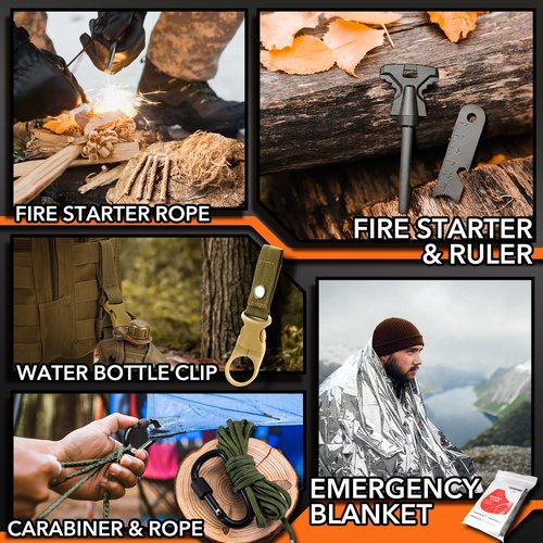 Dusor 21 in 1 Survival Kit Stocking Stuffers for Men, Mens Gift for Christmas 2025, Hunting Fishing Accessories Gifts, Camping Essentials Gifts for Men Who Have Everything, Survival Gear and Supplies