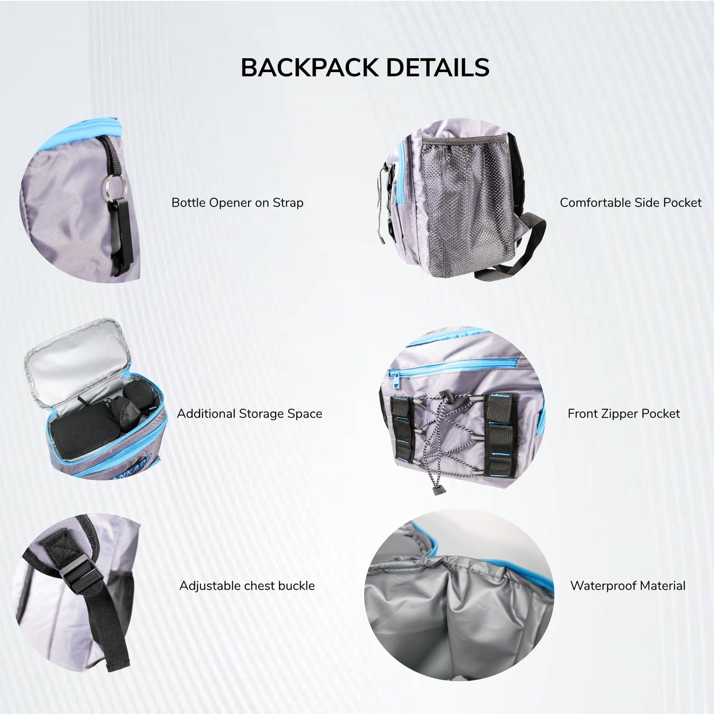 Ankado Insulated Cooler Backpack, 36-Can Capacity, Leakproof & Waterproof, Seamless hot Pressing Inside, Lightweight and Durable Design. Perfect for Beach, Camping, Travel (Grey)