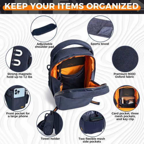 M2CĀ® PREMIUM Magnetic Gym Bag ā Gym Pouch with Water Bottle Holder, Cup & Wallet Pocket, Phone Storage, Key Clip, Adjustable Sling Strap ā Ideal for Sports, Work & Travel