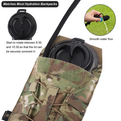 PETAC GEAR 1.5L / 3L Tactical Hydration Pack,Molle Carrier Pouch for 50 oz /100 oz Hydration Bladder Daypack Water Backpack.