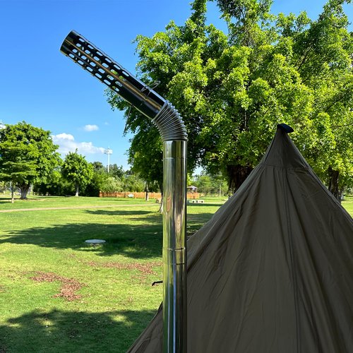 SoloWilder Wood Stove Pipe 2pcs 45 Degree Stainless Steel Chimney Tube 2.36" Stovepipe for Camping Tent Stove