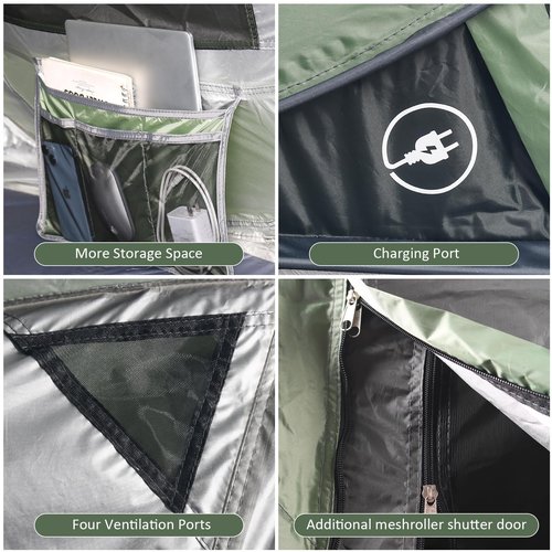 WYDHven Pop Up Tents for Camping, 4 Person Camping Tent with Extra Storage, UV Protection Waterproof Tent Fully Taped Seams, 2 Doors Easy Pop Up Tent for Camping, Hiking and Traveling