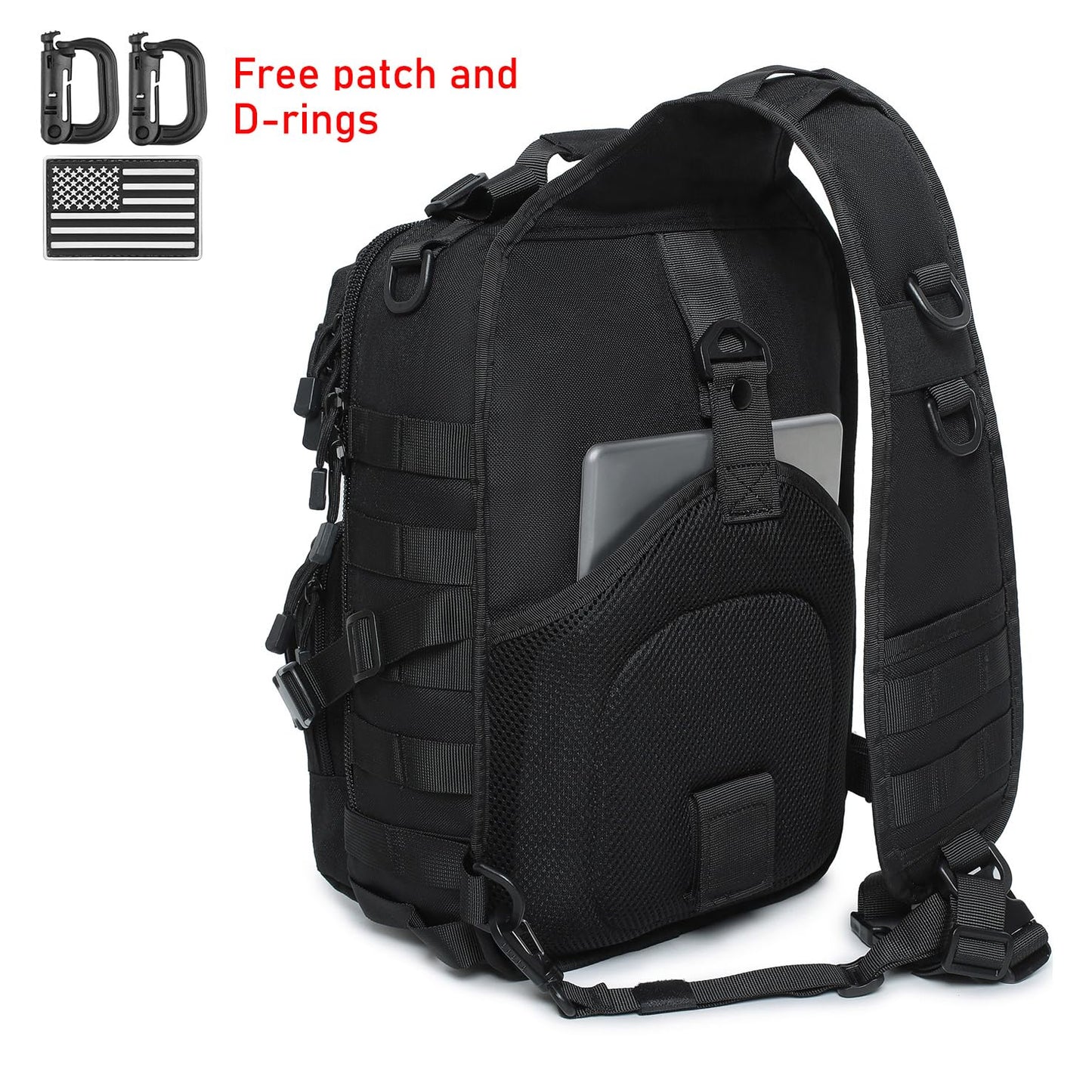 Lemubeane Tactical Sling Bag Backpack Military Rover Shoulder Sling Pack EDC Molle Range Bag Crossbody Chest Pack (Black)