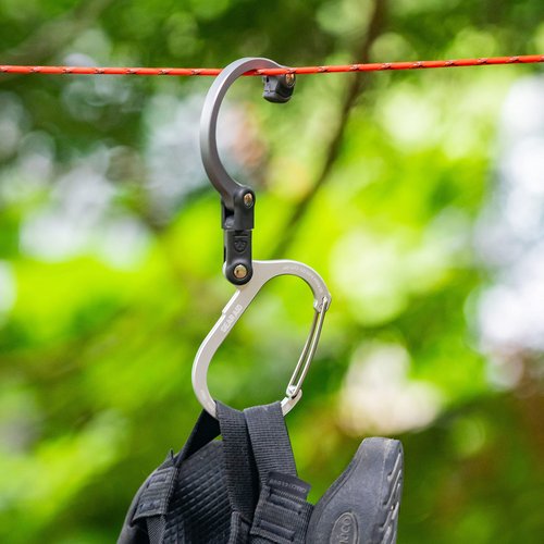 GEAR AID HEROCLIP Carabiner Gear Clip and Hook (Medium) for Camping, Backpack, and Garage Organization, Black and Gray, 1 Pack