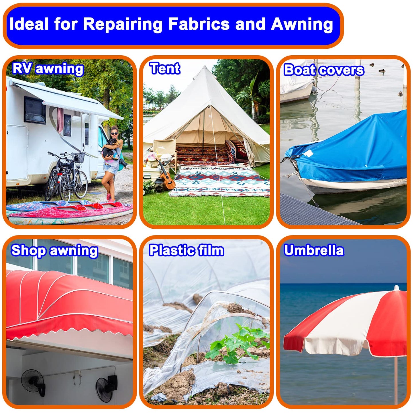 KAIHENG 39FT RV Awning Repair Tape,Waterproof Canvas Repair Patch Kit, Tent Repair Tape for Tarp,Outdoor Repai Sail Tape, for Boat Covers, Canopy, Tears