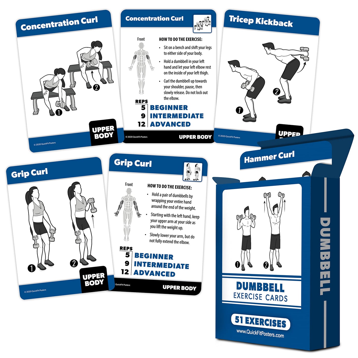 2 Pack - Dumbbell & Yoga Pose Exercise Cards - Fitness Workout Playing Cards