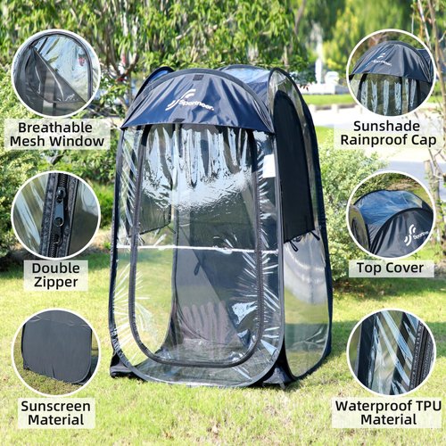 Sportneer Sports Tent: 1 Person Instant Shelter with Ultra Visibility for Cold Day - Lightweight Portable Pop Up Tent for Sports Event, Protection from Cold Wind and Rain, 37" Lx 37" W x 63.5" H