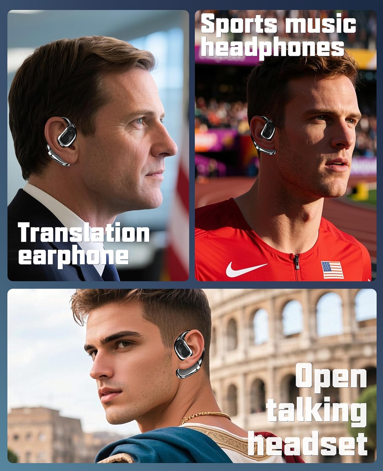 AI Translation Earbuds Real Time, 2025 Upgraded 144 Language Translator Earbuds 3-in-1 Translation Headphones, Translation Device for Travel Business Learning Compatible with iOS and Android