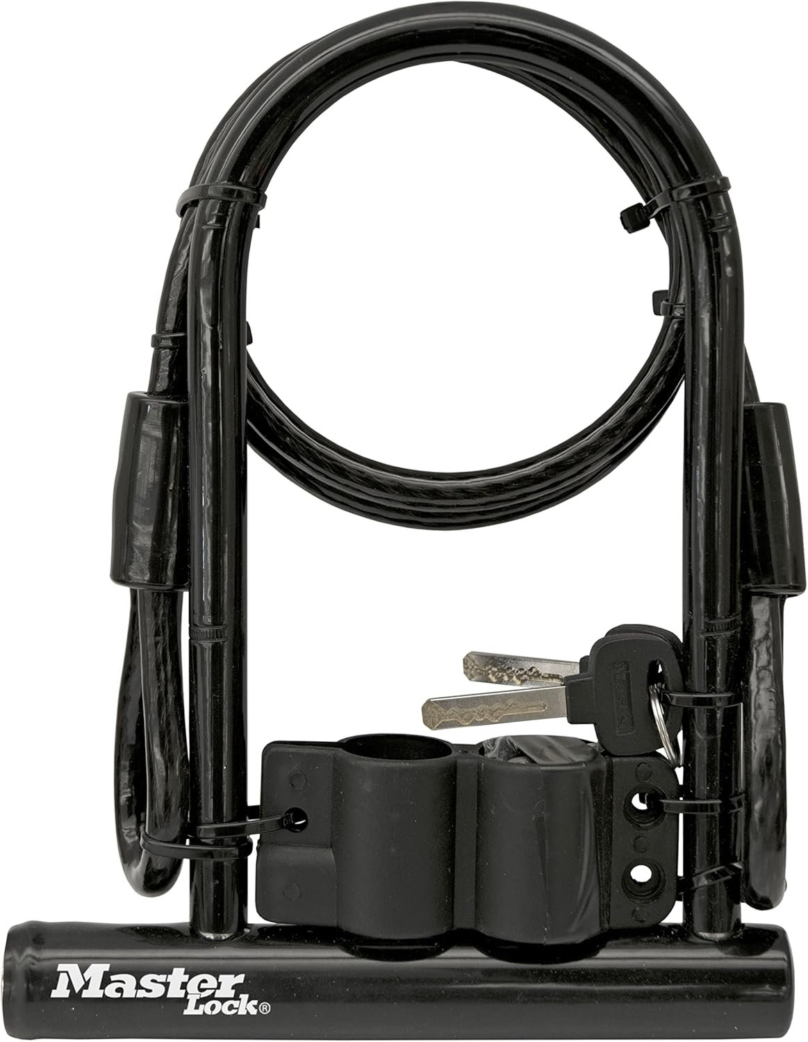 Master Lock Black Bike Lock with Key, Standard Size U-Lock for Bicycles and Other Outdoor Equipment, Anti-Theft Lock for Bikes, 8320D