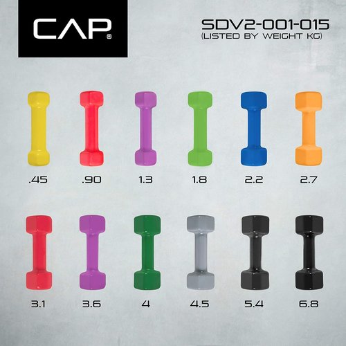 CAP Barbell Vinyl Coated Dumbbells - 1-15 LB Options, Single or Pair