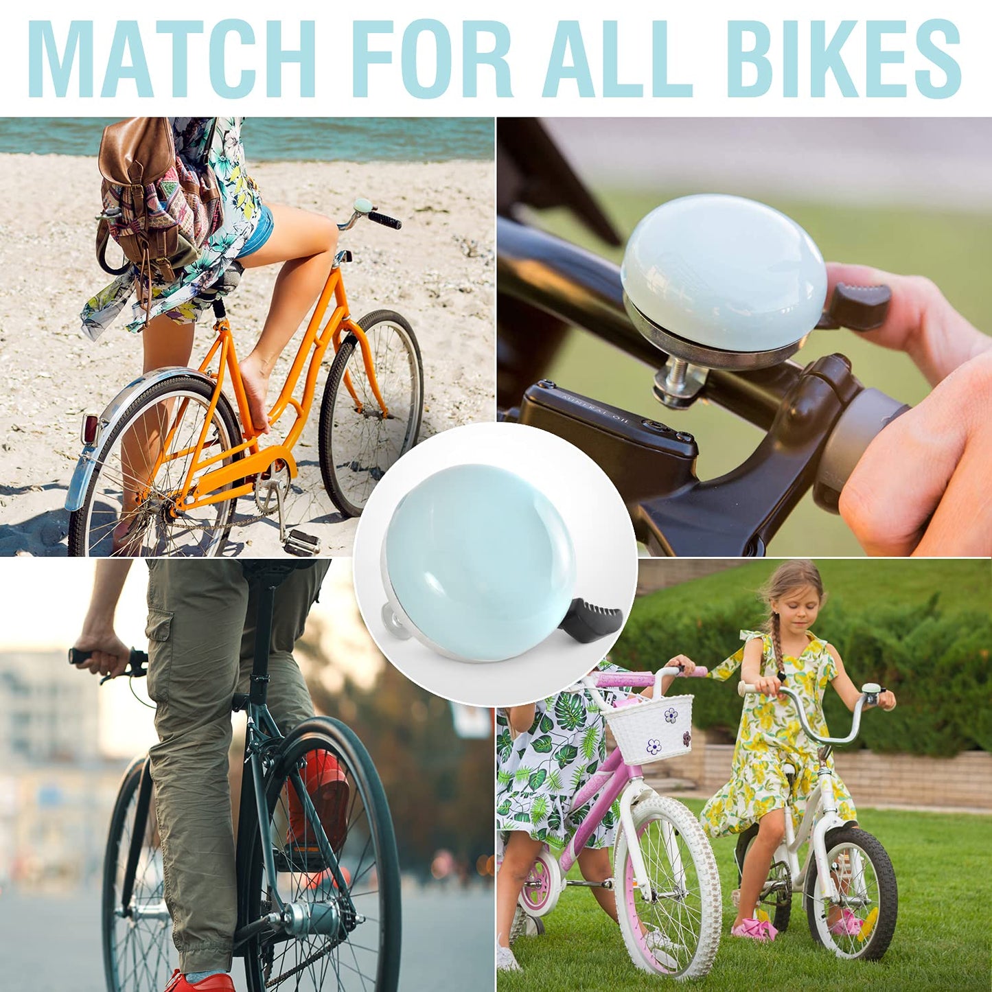 MARQUE Beach Cruiser Bike Bell + 5ft Combination Bike Lock Cable