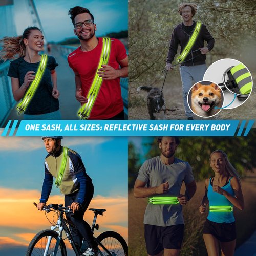 Reflective Sash with Running Belt - Night Walking Safety Gear, Reflective Running Gear for Men Women Kids, High Visibility Reflective Vest with Waterproof Running Phone Holder - Adjustable & Durable