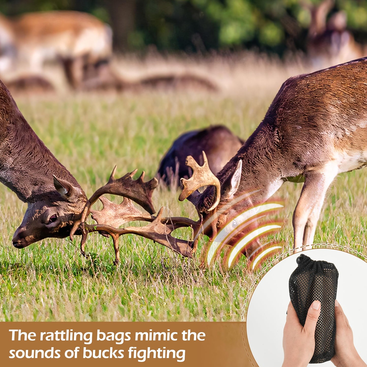2 Packs Deer Call Hunting Bag Authentic Rattling Antlers Sound for Whitetail Bucks Deer Hunting Simulate Deer Game Caller Portable Attracting Rattle Bag Stocking Stuffer