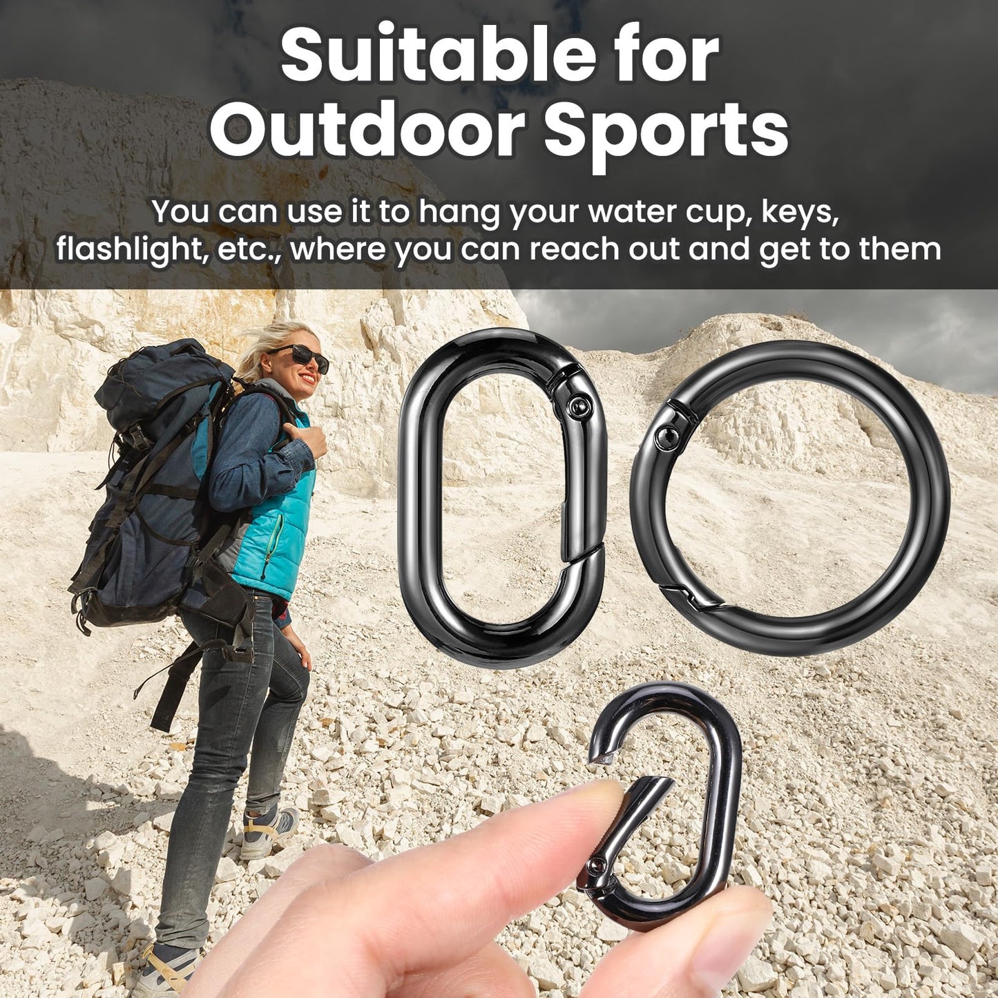 10pcs Small Carabiner Clip Metal Tiny Oval Carabiner Spring O Rings Hooks for Lanyard Keychain Carabiner Clip Set Round Keyring Heavy-Duty Snap Hooks for Wallet Pet Collar Outdoor Camping Hiking