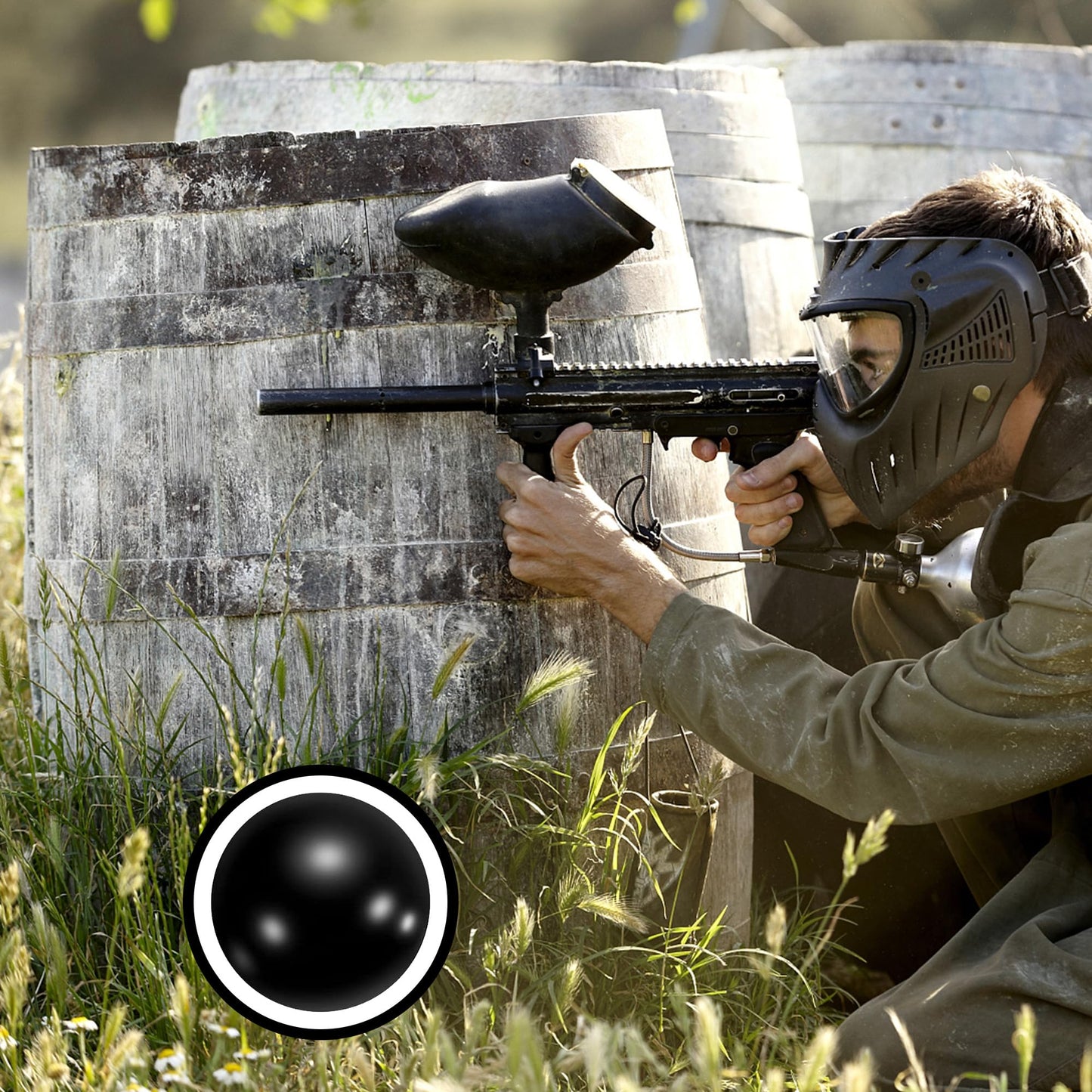125 X .43 Cal Rubber Balls, Reusable Paintballs for Self Defence, Less Lethal Shooting Training Practice Solid Balls 0.43 Calibre, Black (125 pcs)