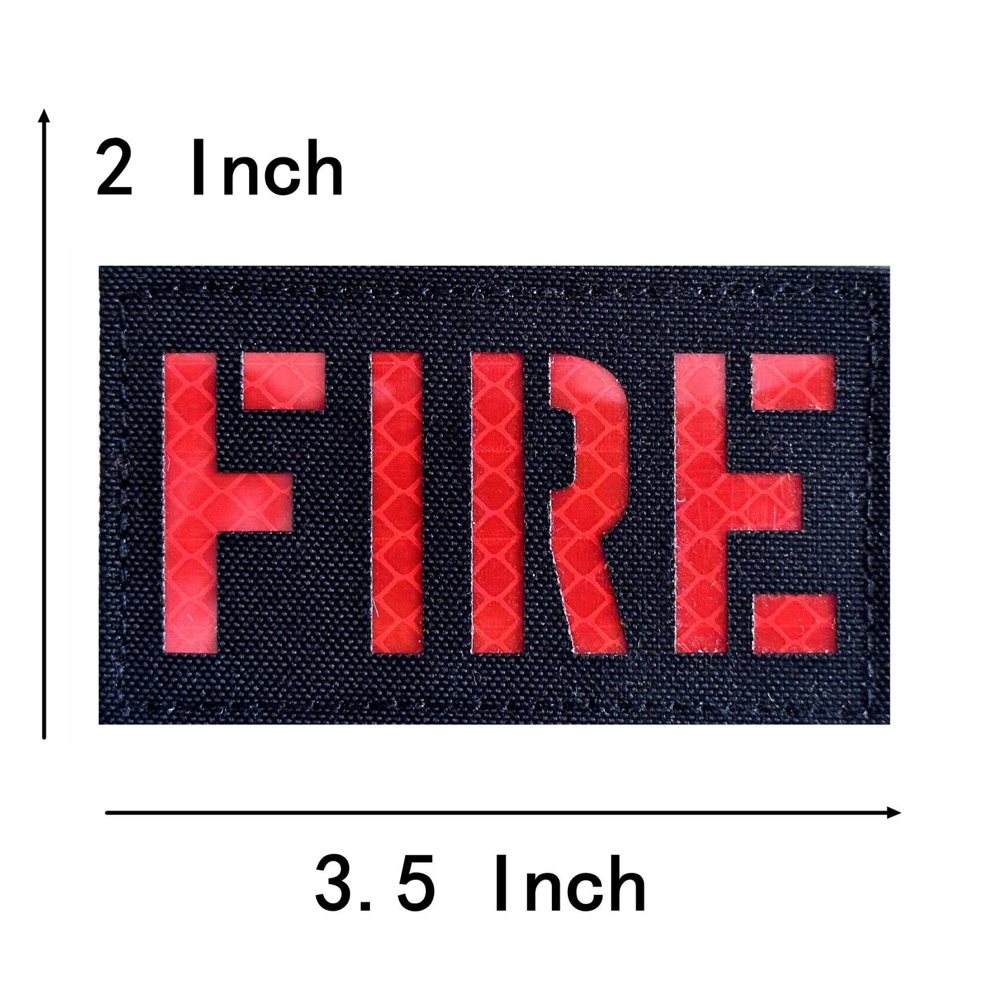 2 Pack Reflective FIRE Patch with Hook Back for Service Harness Tactical Vest Patch (Black-Red)