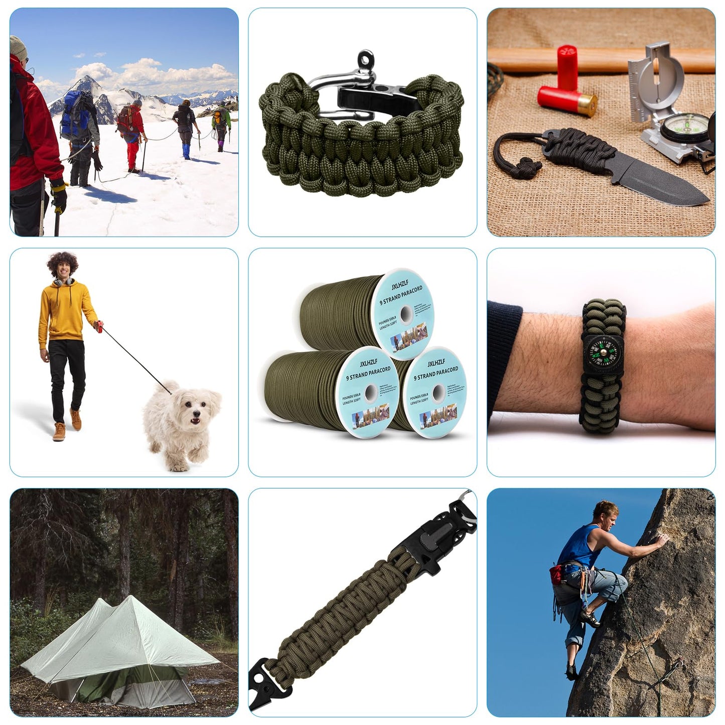 JXLHZLF Paracord 550Lb,9 Strand Paracord Rope 328ft Parachute Cord for Outdoor Camping Hiking Survival,Army Green