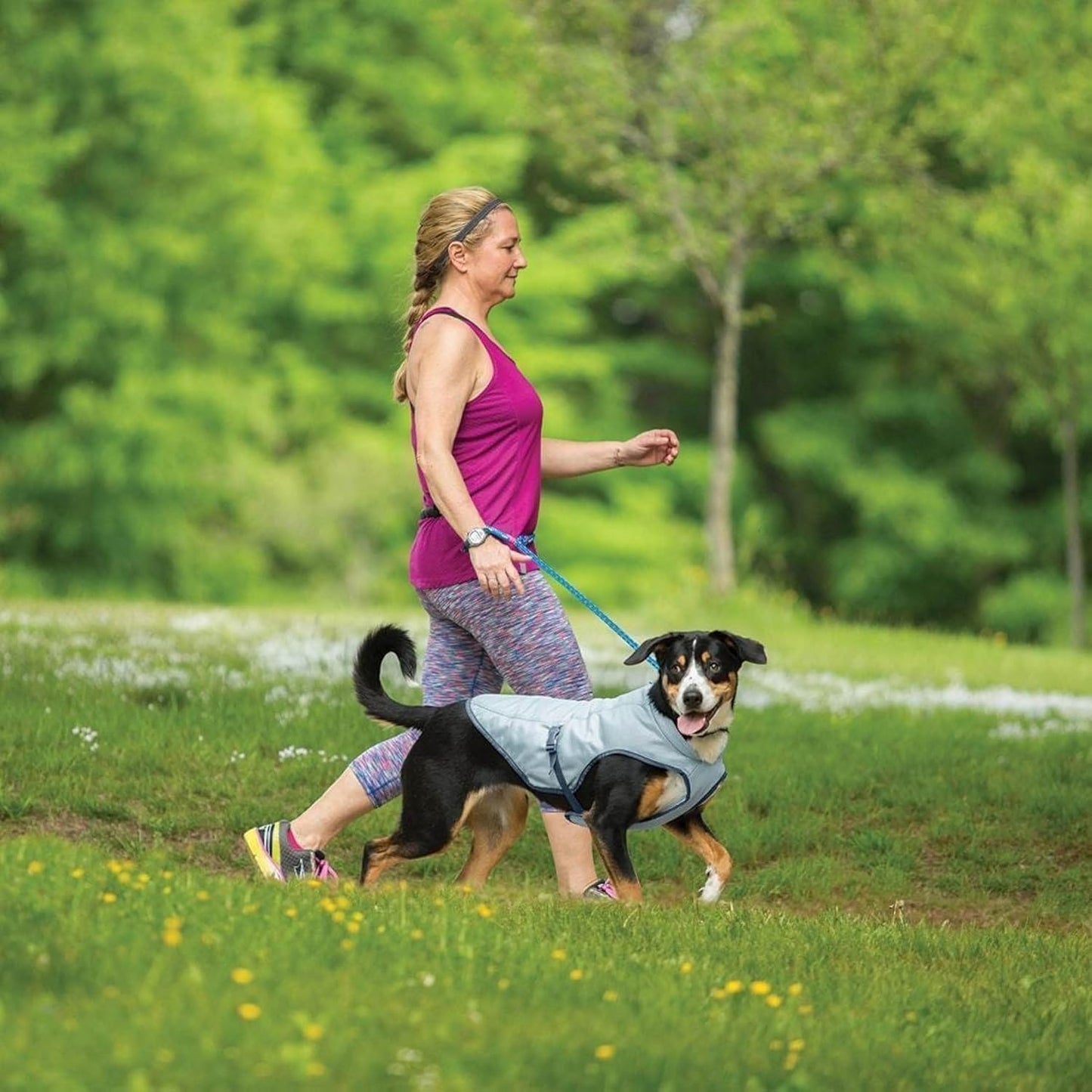 Kurgo Dog Core Cooling Vest - Summer Cooling Jacket - Evaporative Cooling Coat - Harness-Compatible - Reflective Accents - Grey - Large