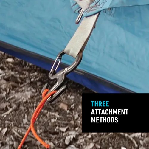 Nite IZE Figure 9 Carabiner Rope Tightener - Heavy-Duty Carabiner Clip - Cord & Rope Tightener with Wire Gate - Carabiner Camping Accessories & Tent Essentials - Small, Black (2 Pack)