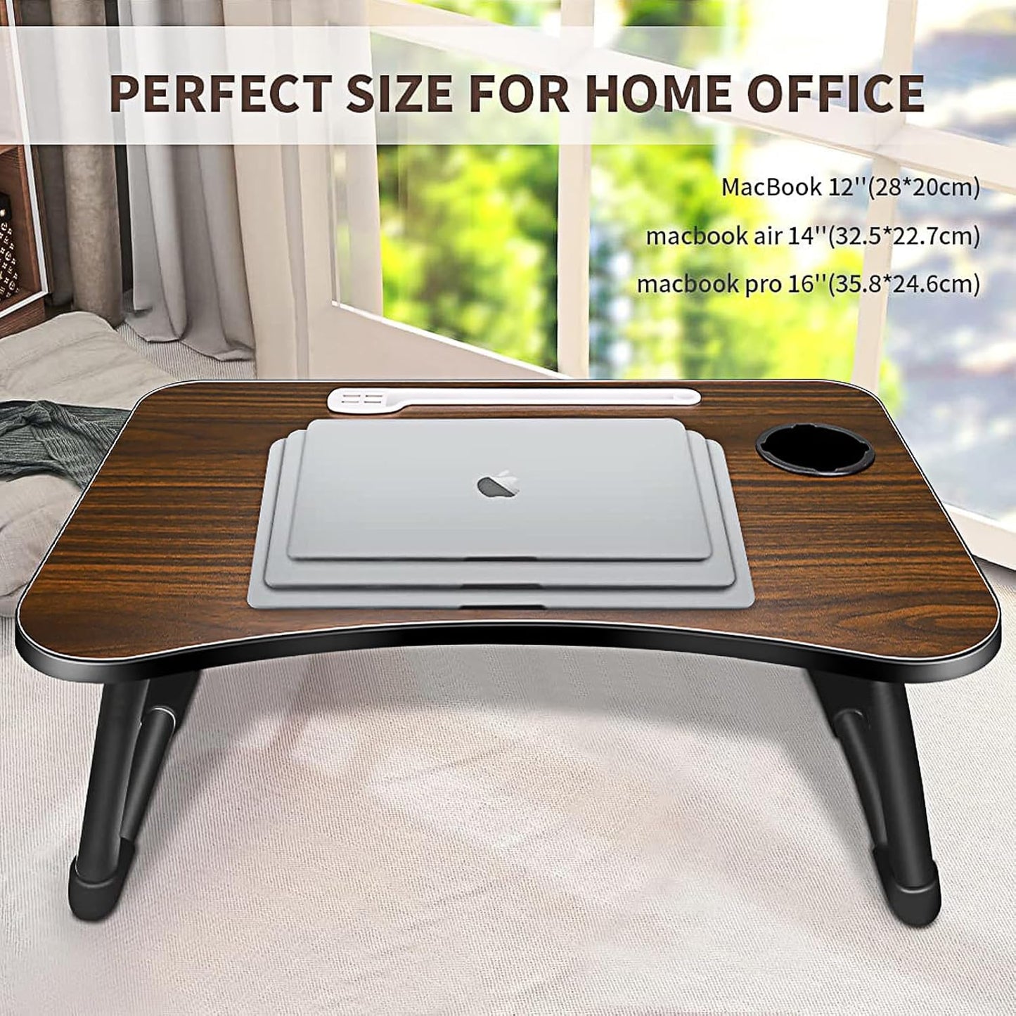 Laptop Bed Desk,Portable Foldable Laptop Lap Desk Tray Table with USB Charge Port/Cup Holder/Storage Drawer,for Bed/Couch/Sofa Working, Reading
