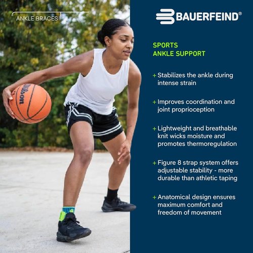 Bauerfeind Sports Ankle Support - Ankle Brace for Stabilization & Protection - Figure-8 Taping Strap - Targeted Compression - Lightweight & Durable