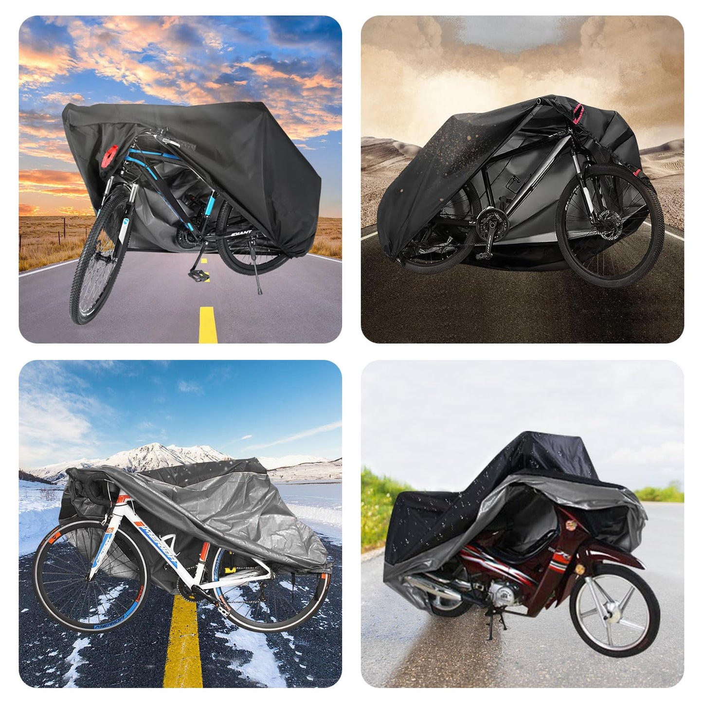 Bike Cover Outdoor Waterproof Bicycle Covers UV Snow Dust Wind Proof Motorcycle Covers with Anti-Theft Lock Hole for Mountain Road Electric City Bike XL