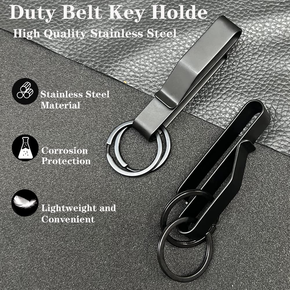 2 Pack Duty Belt Key Holder, Belt Key Clip Key Holder, Tactical Stealth Key Ring, Stainless Steel Tactical Key Holders, Belt Key Clip for Police Handcuff and Fire Agencies Fits Max 2.25 Inch Belt
