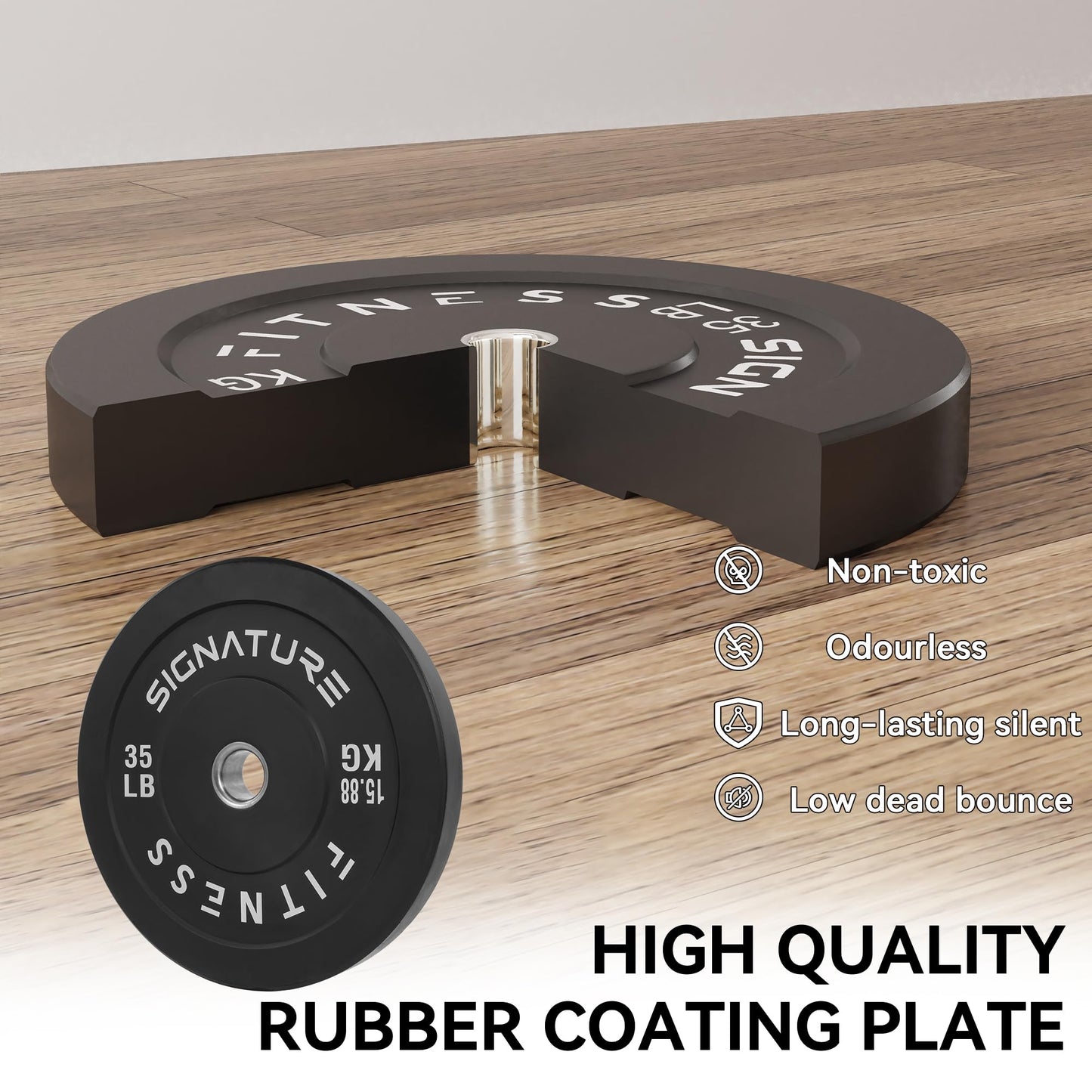 Fitvids 2" Olympic Bumper Plate Weight Plates with Steel Hub, 120-Pound Set, 2x 10LB, 2x 15LB, 2x 35LB