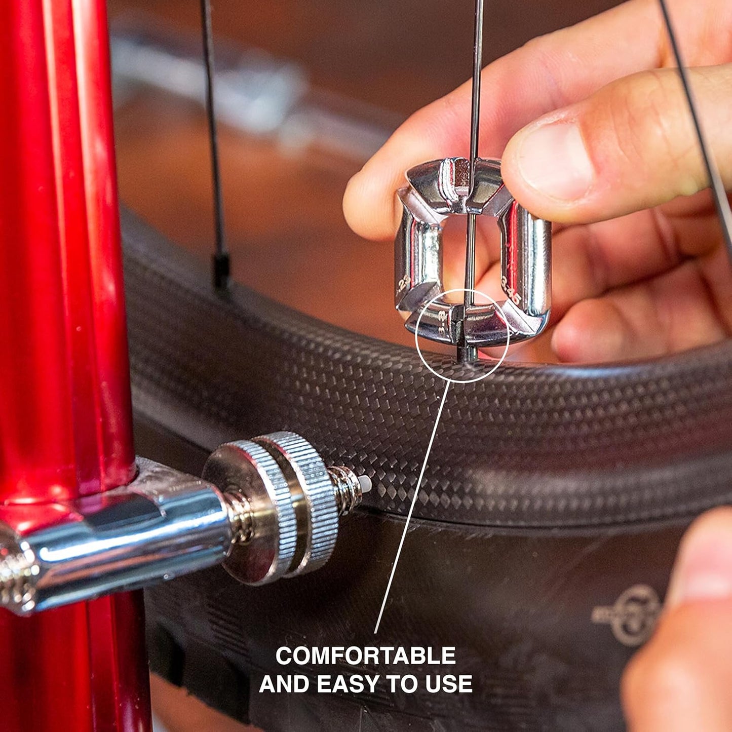 FEEDBACK SPORTS | 3-Way Bicycle Wheel Spoke Wrench | 4-In-1 Tool (3 Spoke Nipple tools & 1 Valve Extender) | For Bike Maintenance & Repair