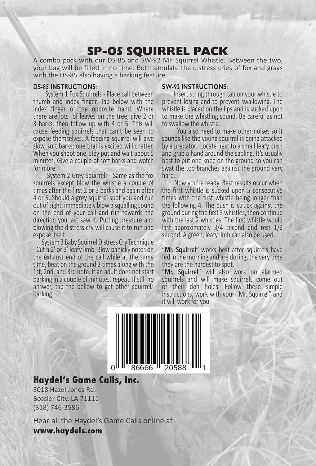 Haydel's Game Calls, Inc. SP-05 Squirrel Call Pack Squirrel Calls for Hunting.