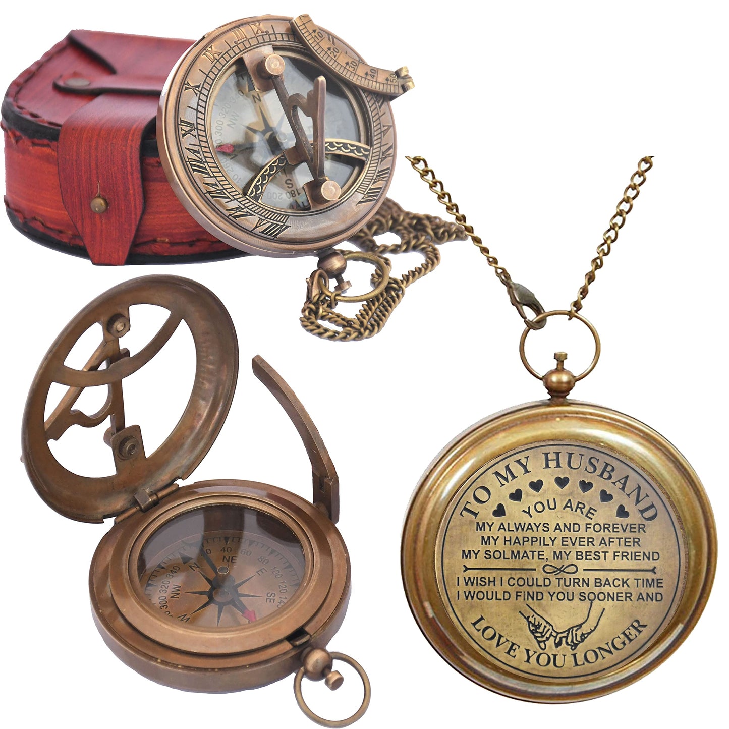 Royalmart Compass to My Husband Compass Wedding Gift for Him Long Distance Boyfriend Gift Fiance Gift Inspirational Gift for Men