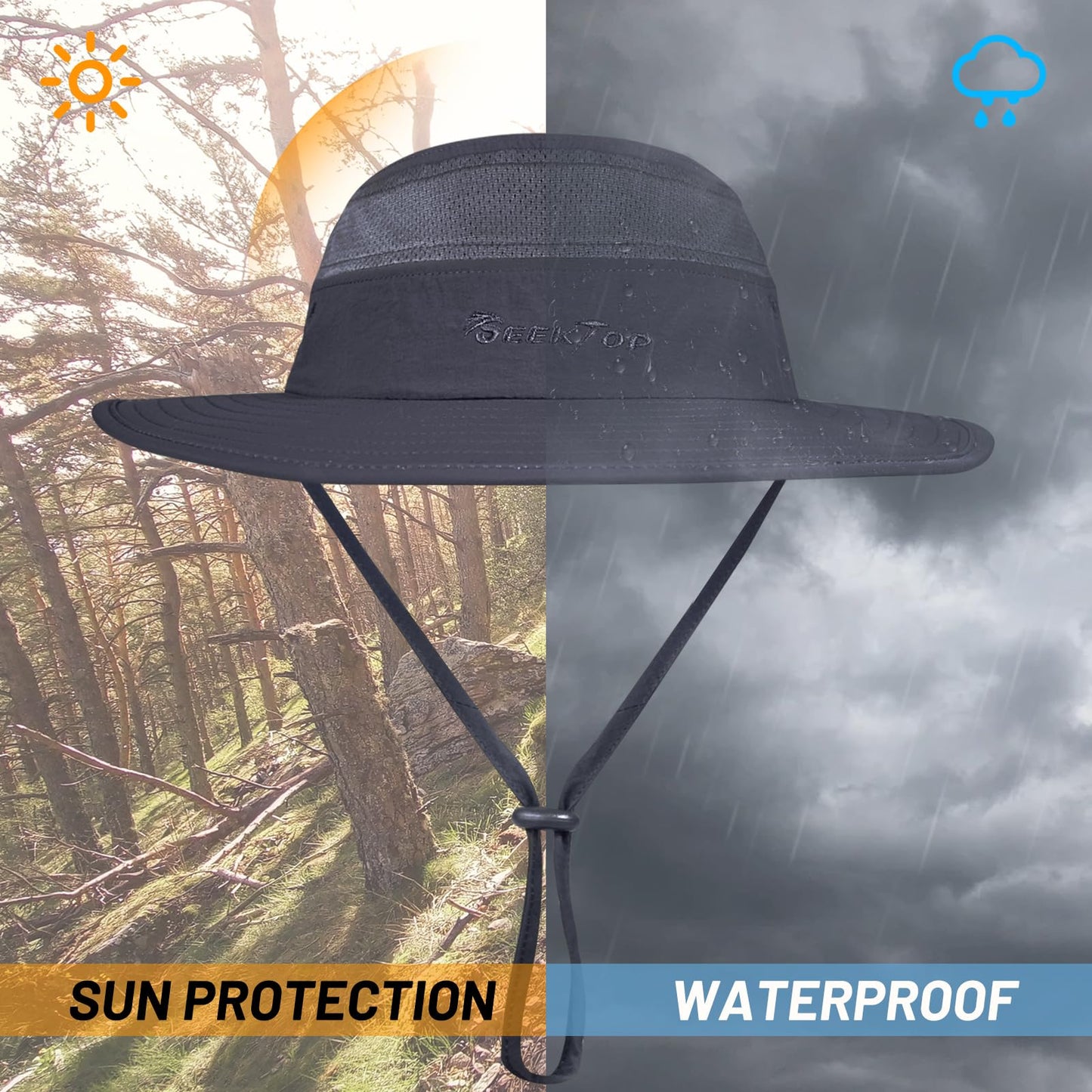 Fishing Hat for Men & Women, Outdoor UV Sun Protection Wide Brim Safari Hat with Face Cover & Neck Flap for Hiking Hats