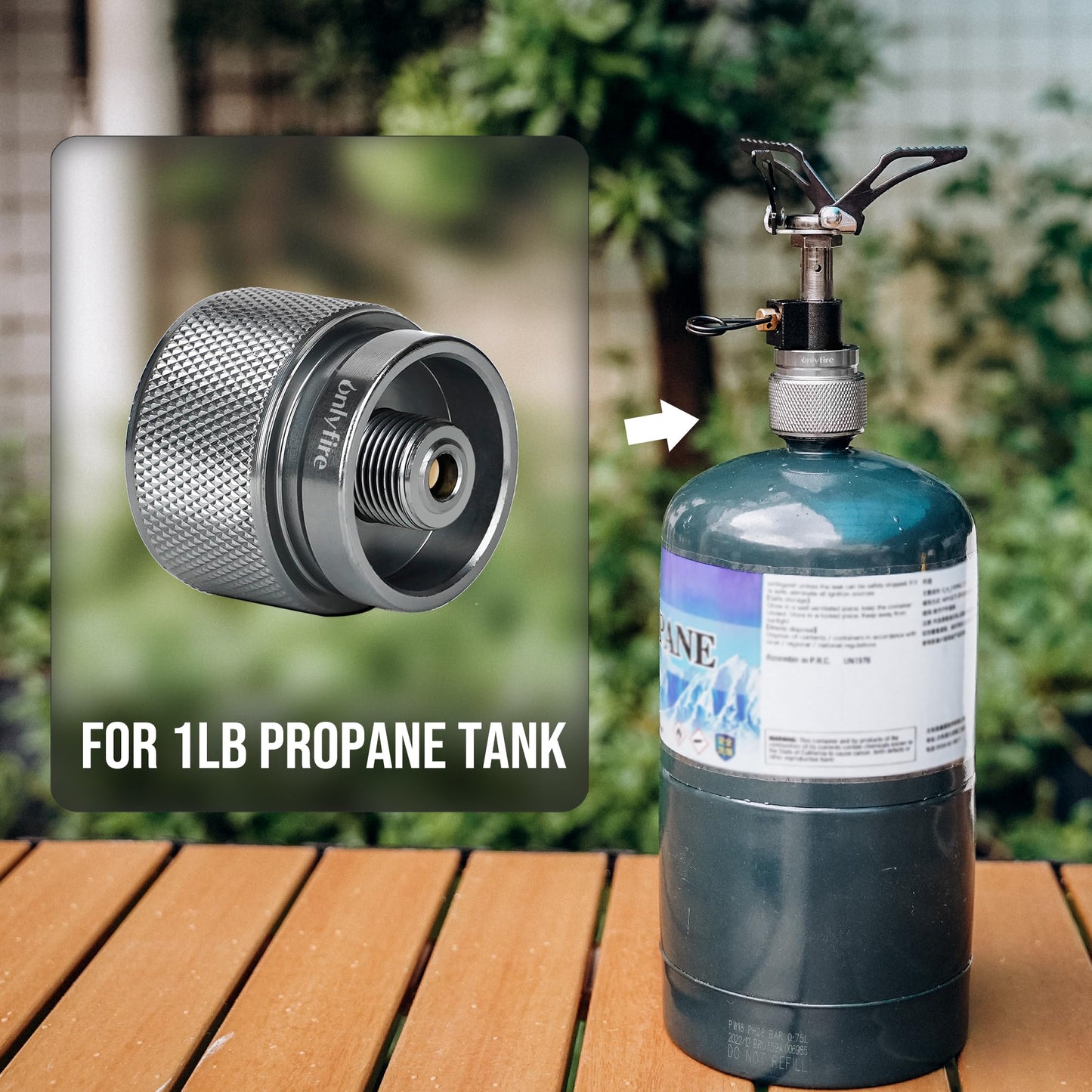 ONLYFIRE OUTDOOR LIVING Camping Stove Adapter, Backpacking Stove Convertor 16oz 1LB Propane Small Tank Input EN417 Lindal Valve Output, Camp Fuel Gas Adapter for Outdoor Backpack Hiking, GS316