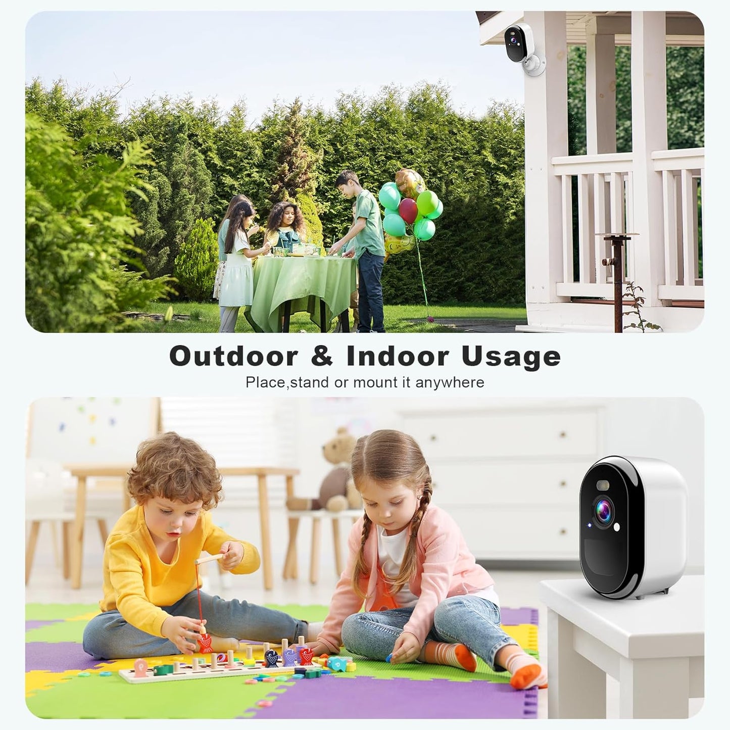2K Security Cameras Wireless Outdoor, WiFi Battery Powered Indoor Camera for Home Security with AI Motion Detection, Spotlight, 2-Way Talk, Siren, IP65, Cloud/SD Storage, 2 Cameras