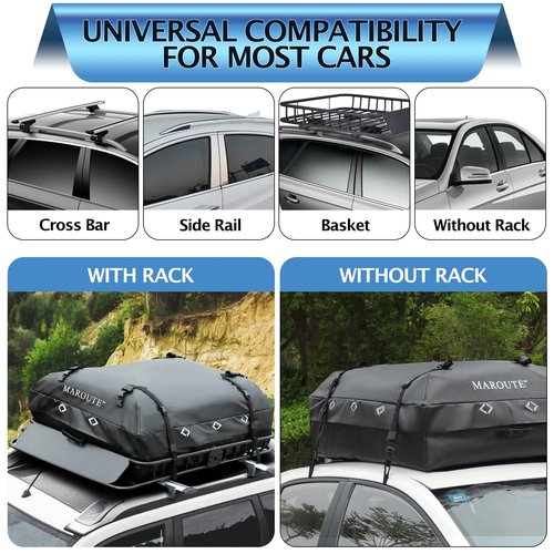 IDEALHOUSE 2024 New Rooftop Cargo Carrier Bag – 15 Cu Ft Heavy-Duty Robust Waterproof & Durable Storage Bag, Universal Fit with 8 Door Hooks