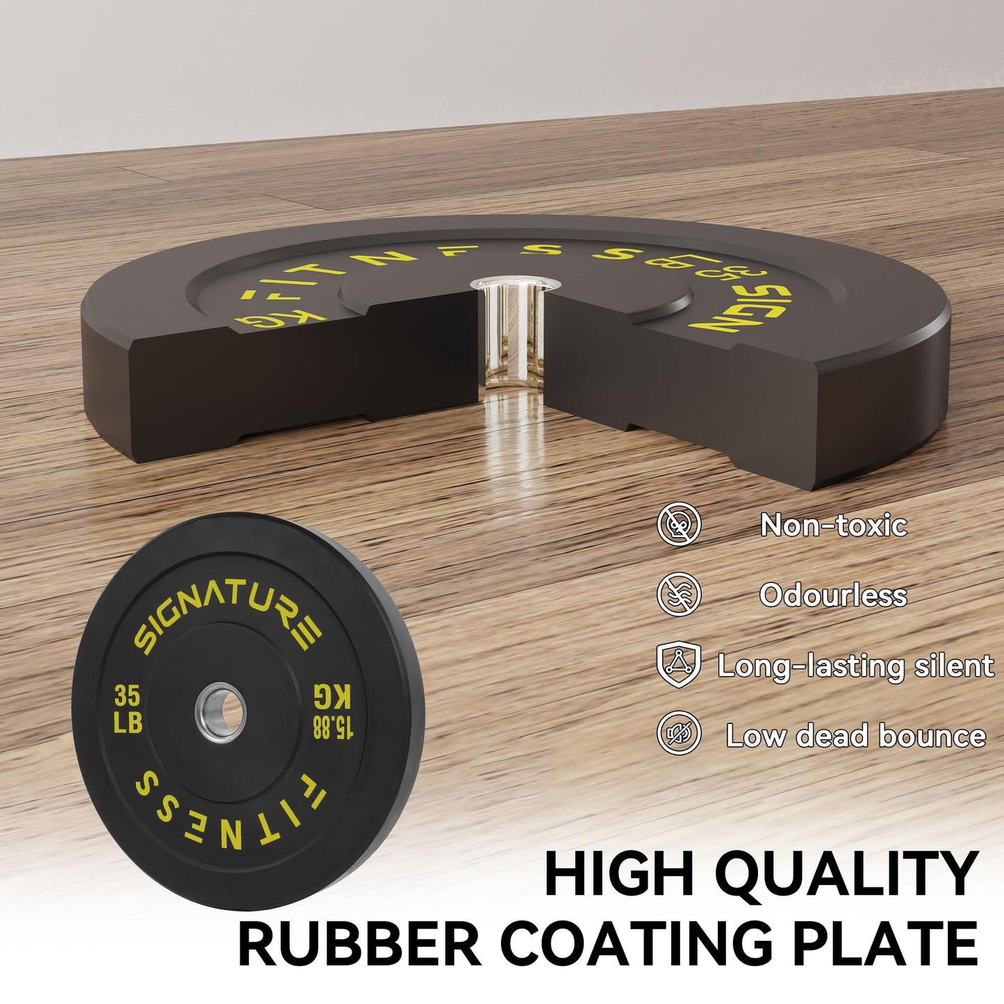 Fitvids 2" Olympic Bumper Plate Weight Plates with Steel Hub, 120-Pound Set, 2x 10LB, 2x 15LB, 2x 35LB