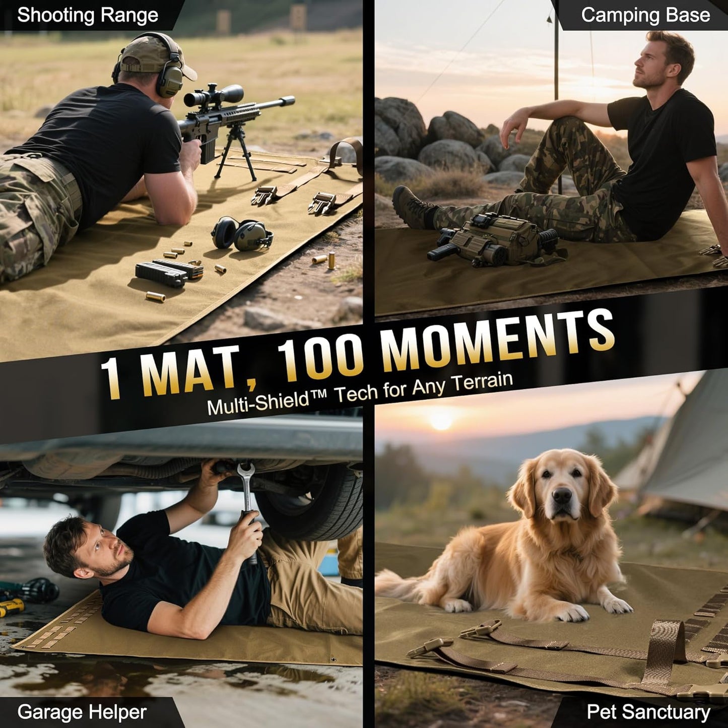 OneTigris Shooting Mat - Roll-up Shooting Mat Prone Shooter Mats Tactical Shooting Blanket Mat for Range Shooting Hunting (Non-Padded - Brown)