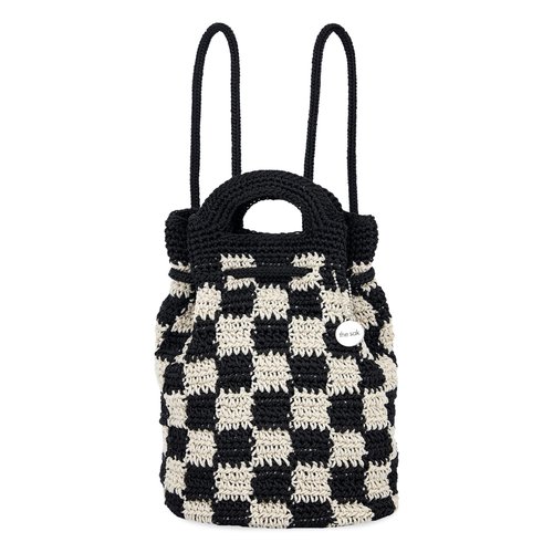The Sak Dylan Backpack in Crochet, Dual Shoulder Straps, Black Check