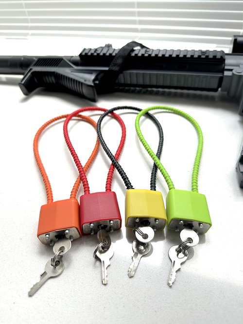 Lockforall Cable Gun Locks with Keys - Keyed Different 15" Cable Gun Safe Lock for Pistols, Rifles, and Shotguns, Home and Storage Firearm Locking and Safety, 15" * 4 Keyed Different Color