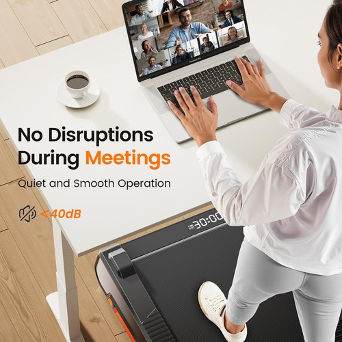 Repower Small Walking Pad for Home and Office, Portable Under Desk Treadmill with Fixed 7% Incline and Adjustable 2% Incline, 300LBS Capacity—Orange