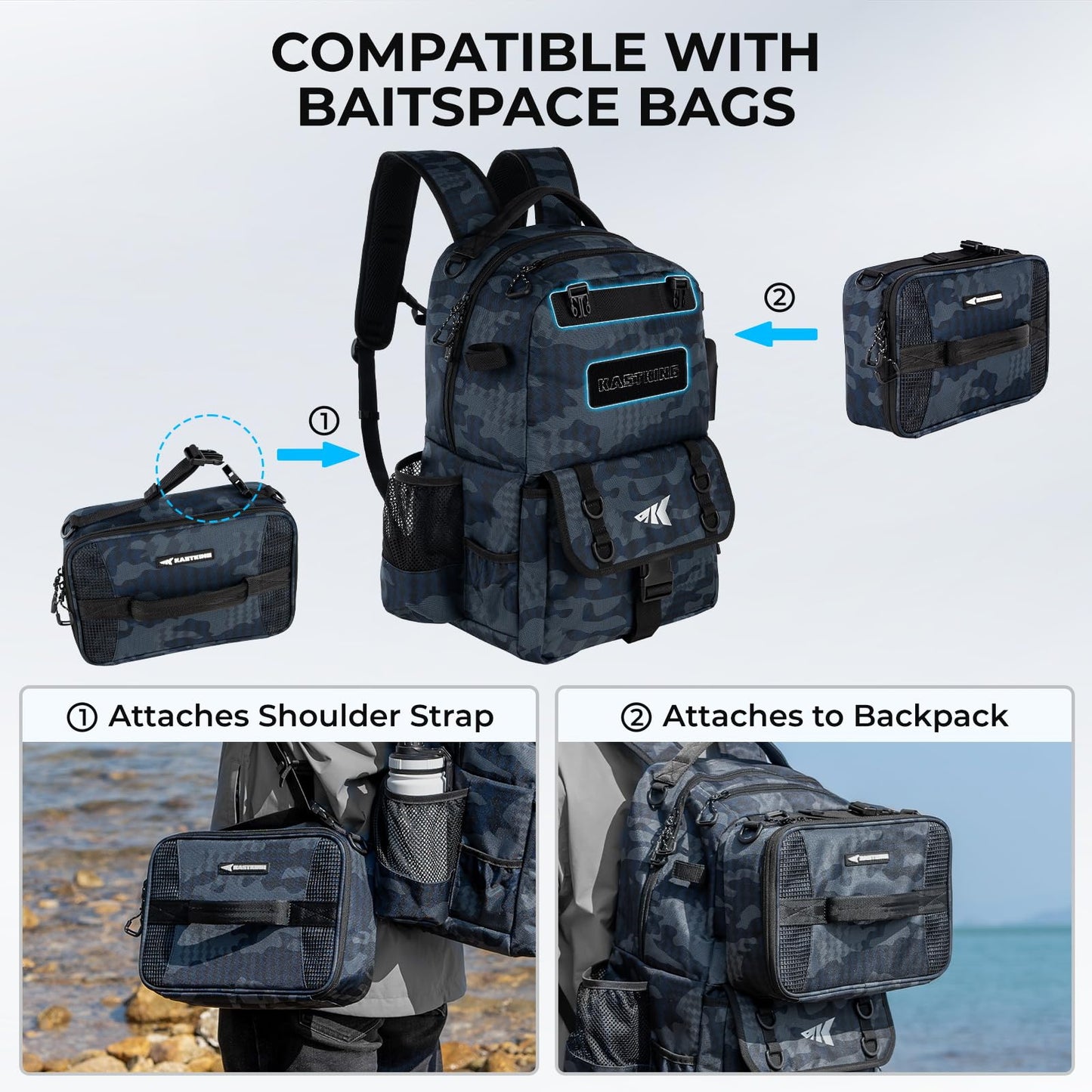 KastKing BaitSpace Insulated Fishing Lunch Bag, Holds Up to 6 Drinks or Lunch, Portable Cooler Bag for Boat, Kayak, Ice Fishing, Pier, Bank, Dock, Keeps Food & Drinks Hot or Cold for Hours